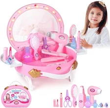 Toddler Vanity - Kids Pretend Play Princess Vanity Set with Mirror & Makeup Acce