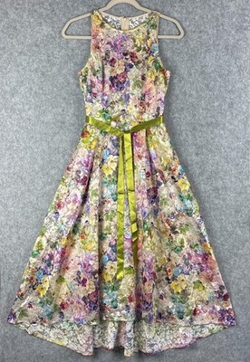 Tahari Arthur S Levine Fairy Dress Womens 2 Floral Crochet Lace Mesh Romantic