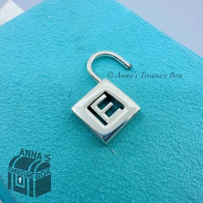 Tiffany & Co. 925 Silver Letter E Adjustable Padlock Charm (pouch