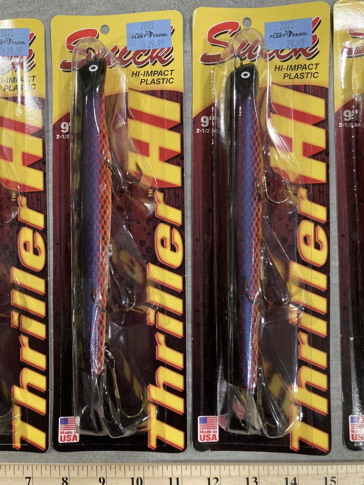 Lot of 6 Suick Thriller Hi Impact Muskie Lures - New  - 9 Inch - 3 Diff Colors - Image 3 of 4