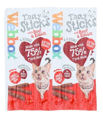 Webbox getreidefreie Katzenleckerli für Rind & Kaninchen - 6er Pack (das ultimative Bestechungsgelder für Katzen)