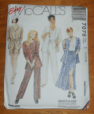 McCall's Pattern #7076 Misses' Unlined Jacket, Top, Skirt, Pants & Shorts - New