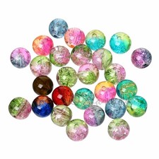 Mixed Colors Wholesale 8mm Round Crackle Glass Beads G5641 - 50, 100 Or 200PCs