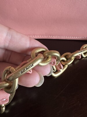 Coach Swinger leather bag with chain crossbody coral pink NWT | eBay