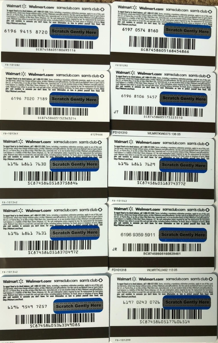 USA 10 different GIFT cards WALMART LOT 1 NEW