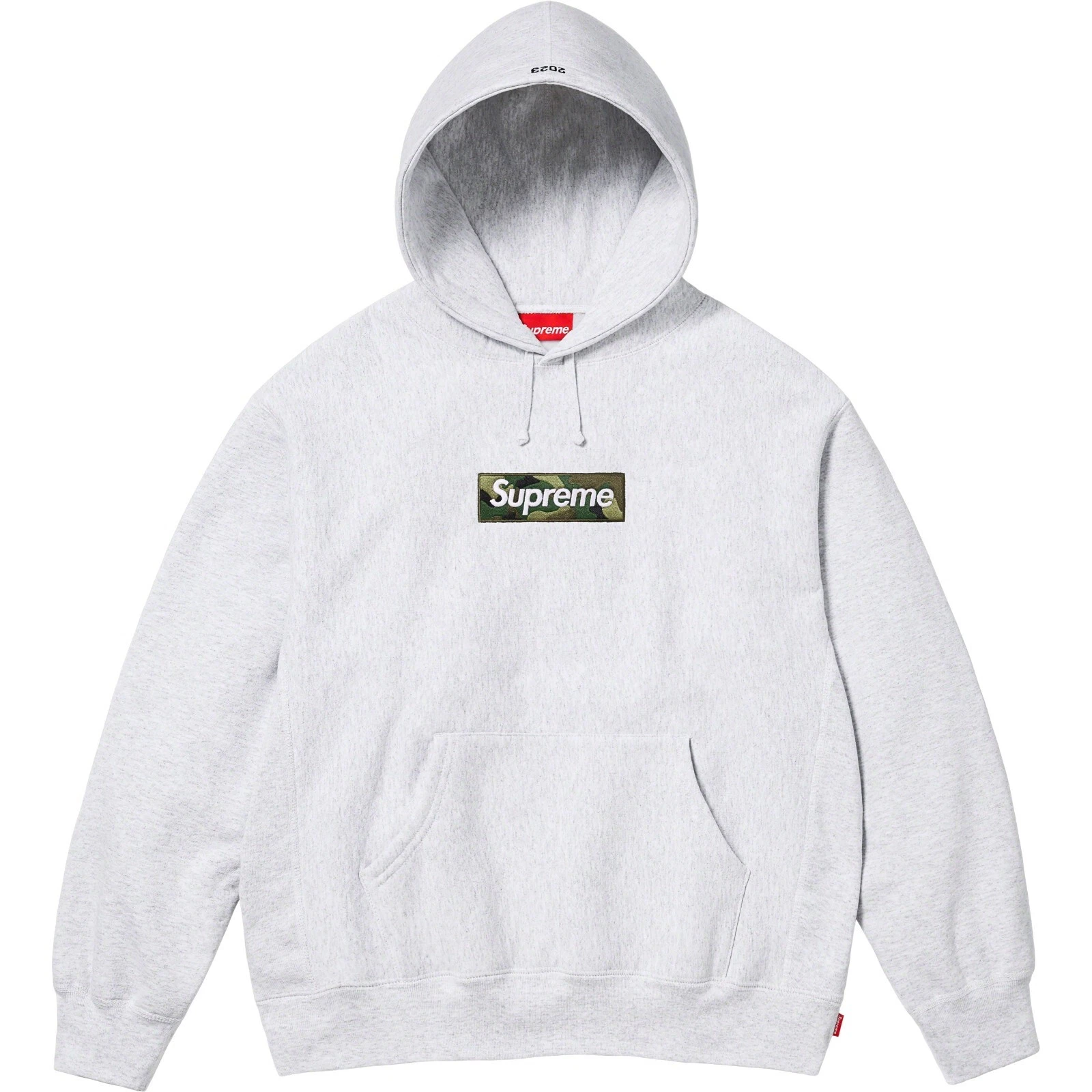 Sweat shirt à capuche logo Supreme Box (FW23) gris cendres taille Large