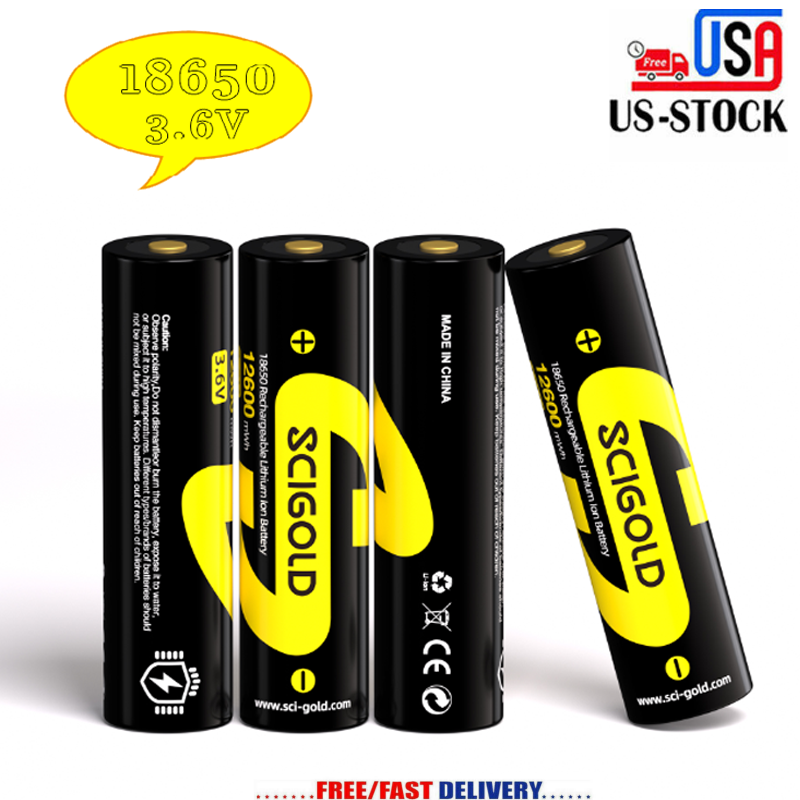 Scigold 3500mAh Rechargeable Battery 12600mWh (4 Pack) 18650 3.6V Battery