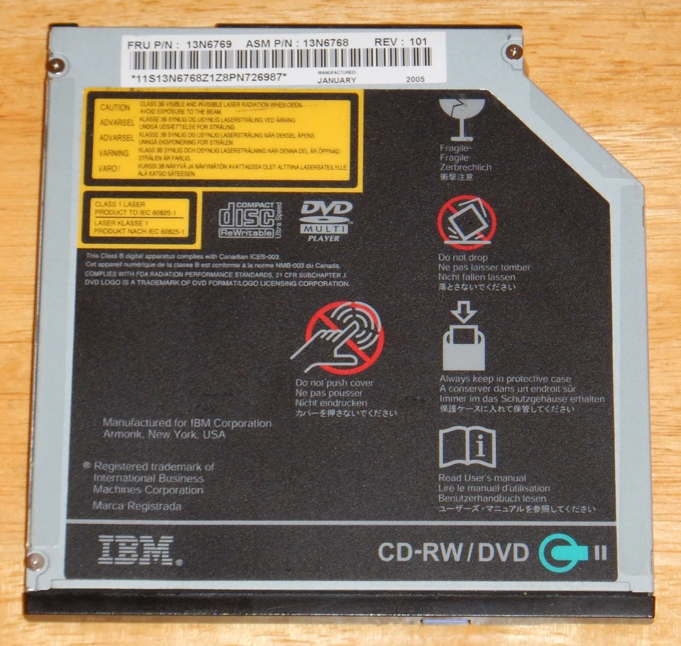 IBM Laptop CD-RW/DVD combo drive FRU 13N6769 - used in great working condition - Image 2 of 3