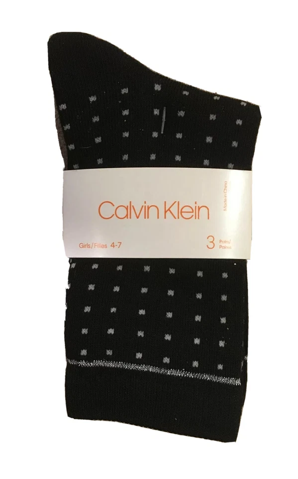 Calvin Klein девочек 6 пара: 3 черный твердый и 3 пятнистый четверть носки, размер 10-13 - Изображение 2 из 4