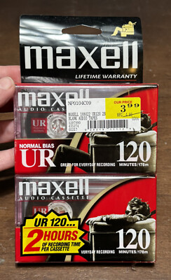 Maxell 120 Minutes 2 pack Cassette Tape NEW SEALED 