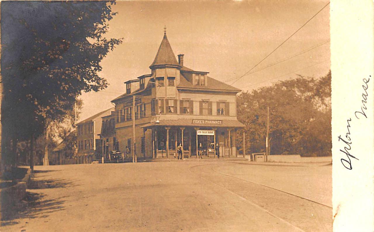 Upton MA Fiske's Pharmacy Trolley Stop, RPPC eBay
