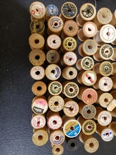 126 vtg Wooden Sewing Thread Wood Spools lot empty & w/ thread many sizes brands