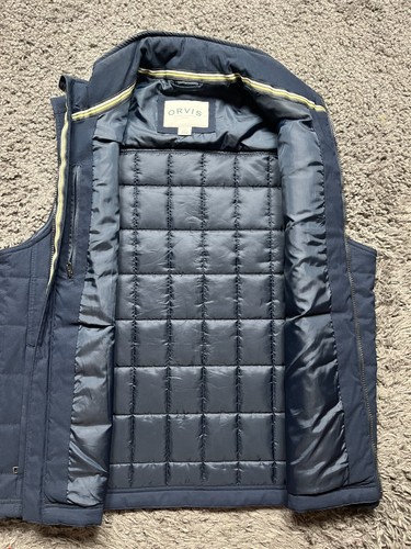 Orvis Vest Mens Large Blue Full Zip Insulated Sleeveless Pockets Hiking Utility - Picture 3 of 8