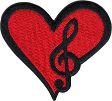 Patch - Heart With Treble Clef Awesome Music Lovers Love 2.88" Iron On 110112