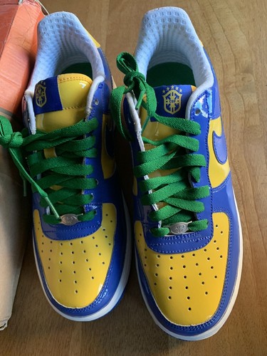 Nike Air Force 1 Premium Low Brazil World Cup Sz 8 Blue & Yellow Sneakers - Picture 5 of 13