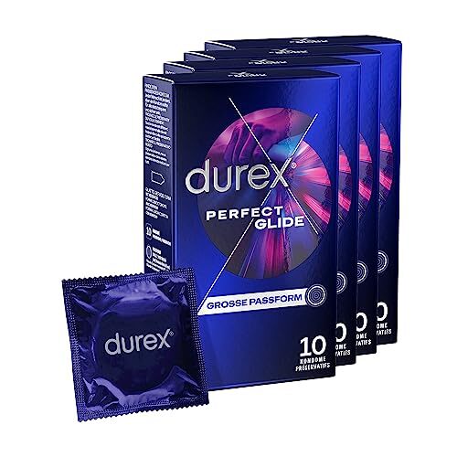 Durex Perfect Glide Kondome Extra befeuchtet bessere Gleitfähigkeit 4 x 10  Stück