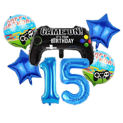 Boys Gaming Foil balloons Blue Age set game controller birthday party decoration - Picture 20 of 27