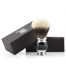 Super Silver Tip Mens Shaving Brush in Ergonomically Design Black Handle