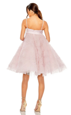 tulle flare dress Black Feathered Strapless Tulle Fit and Flare Dress
