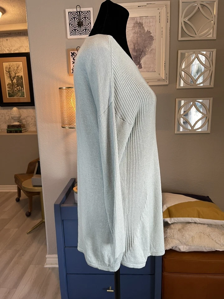 Suéter Cashmere Inc International Concept M túnica asimétrica verde claro Foto 4 de 4
