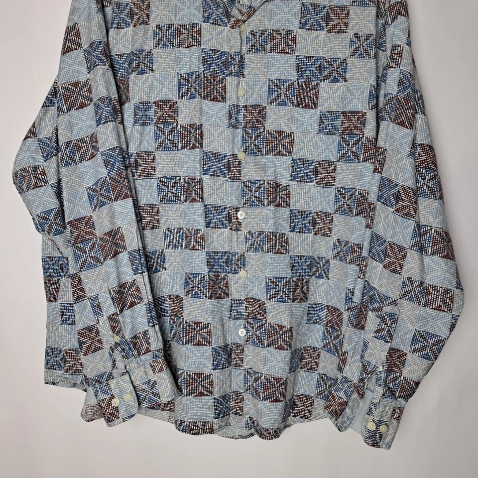 Camisa Caribeña Para Hombre XL Multicolor Botón Frontal Manga Larga Geométrica 1 Bolsillo Foto 3 de 4