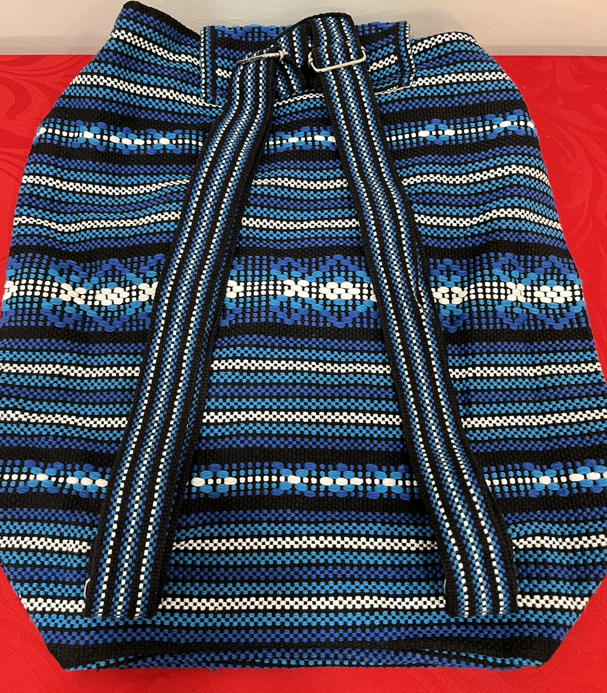 Woven Drawstring Multicolor Backpack made in Mexi… - image 2