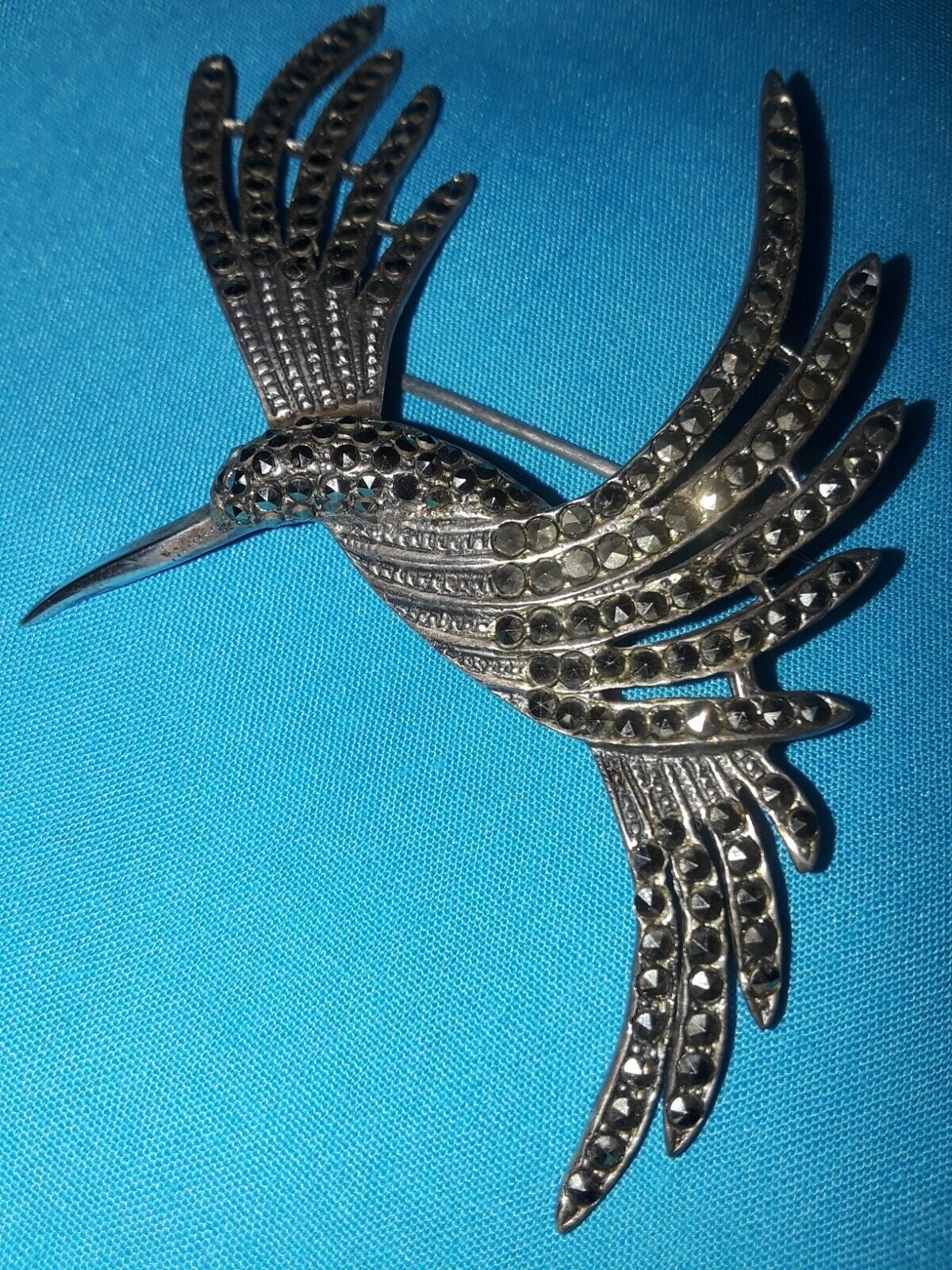 Vintage Judith Jack Hummingbird Brooch - image 2