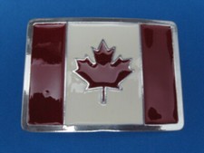 NEW OLD STOCK CANADA FLAG PEWTER STYLE METAL BELT BUCKLE MADE IN USA 146
