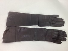 Vintage Size 6 1/2 Brown Lambskin Leather 14" Long Formal Opera Gloves Italy
