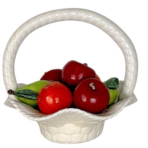 Vintage Ceramic Fruit Basket Apple Orange Pear Mid Century Modern MCM Circa 70’s - Picture 2 of 14
