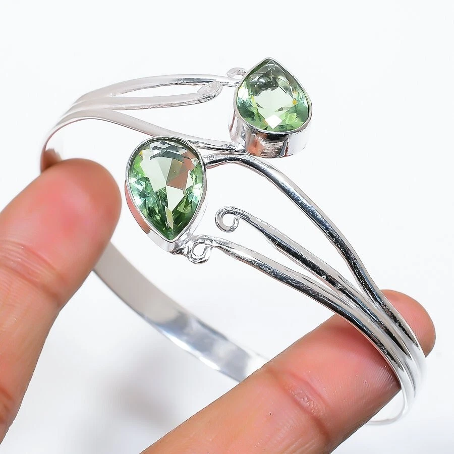 VALENTINO Bracciale regolabile gioiello argento sterling 925 pietra ametista verde