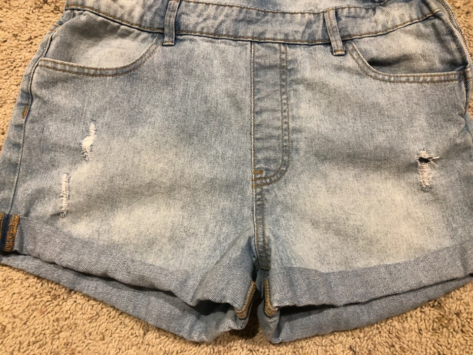 Винтажный FOREVER 21 sz 27 шорты света ополаскиватель искусственно состаренный джинсовый комбинезон шорты Z21 - Изображение 3 из 4