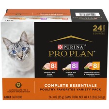 Purina Pro Plan Complete Essentials Assorted Wet Cat Food 3 oz, 12 - 24 Cans     
