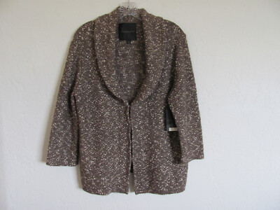Classiques Entier Taupe Speckled Boucle Hook Front Jacket-3/4 Sleeve-Sze XL-NWT 