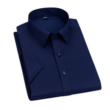 Men's Dress Shirts Business Short Sleeves Elastic Stretch Slim Fit Casual Shirts