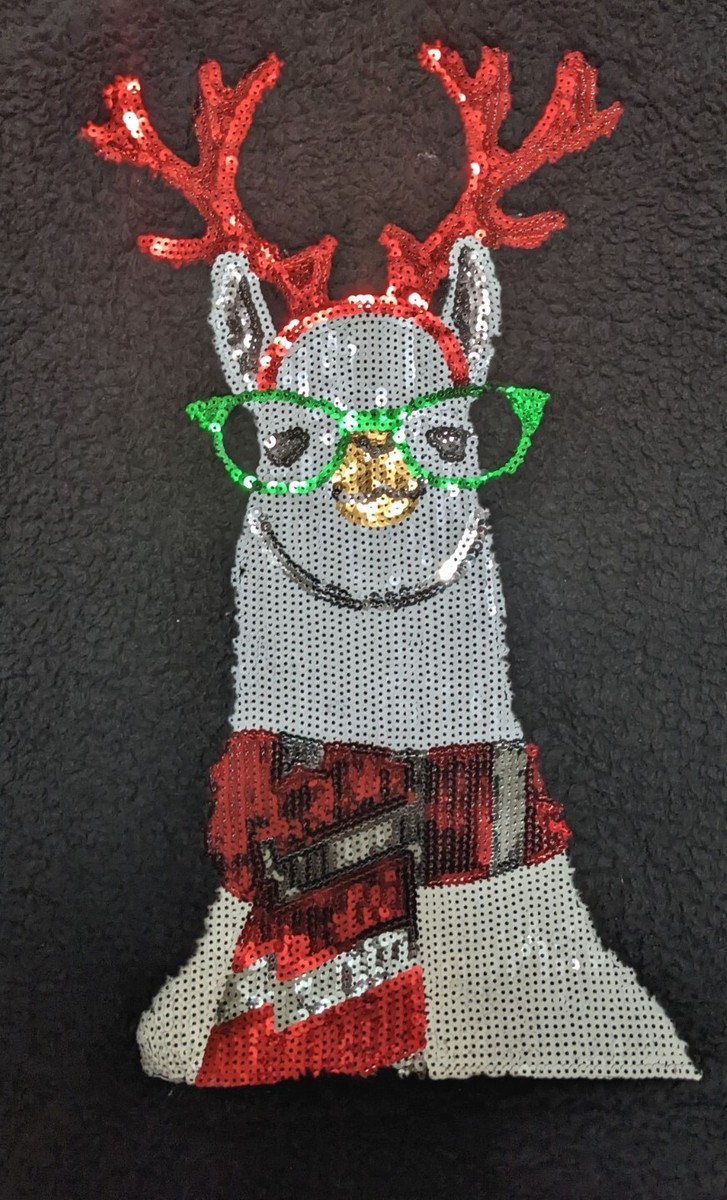 United States Sweaters Llama Sequin Sherpa Ugly Christmas Pullover