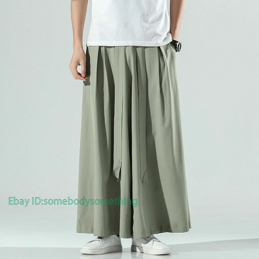 Solid Color Elastic Waist Wide Leg Pants Flowy Skirt Like Pants  AquaSeam
