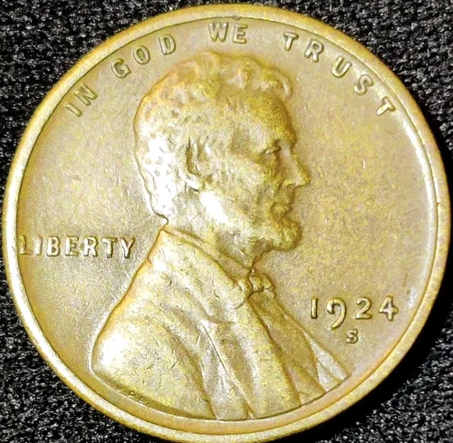 USA - 1924-S - Lincoln Wheat Cent - AU - $0.01 - Semi Key Date - KM#: 132