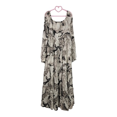 Stella McCartney Kayln Horse Printed Tiered Silk Maxi Dress Abstract Size L - 第 5/14 張圖片
