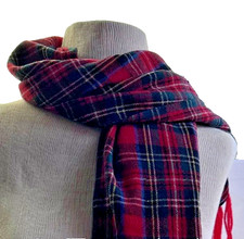 Red Plaid Tartan Scarf Fringe Wool Scottish Muffler Retro Winter Neck 60x13 Uni