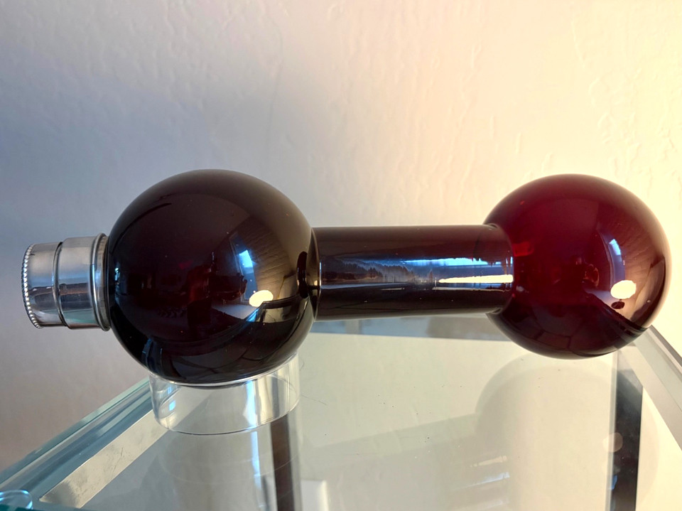 Vintage Ruby Red Dumbbell Cocktail Shaker West Virginia Glass Art Deco Chase Era