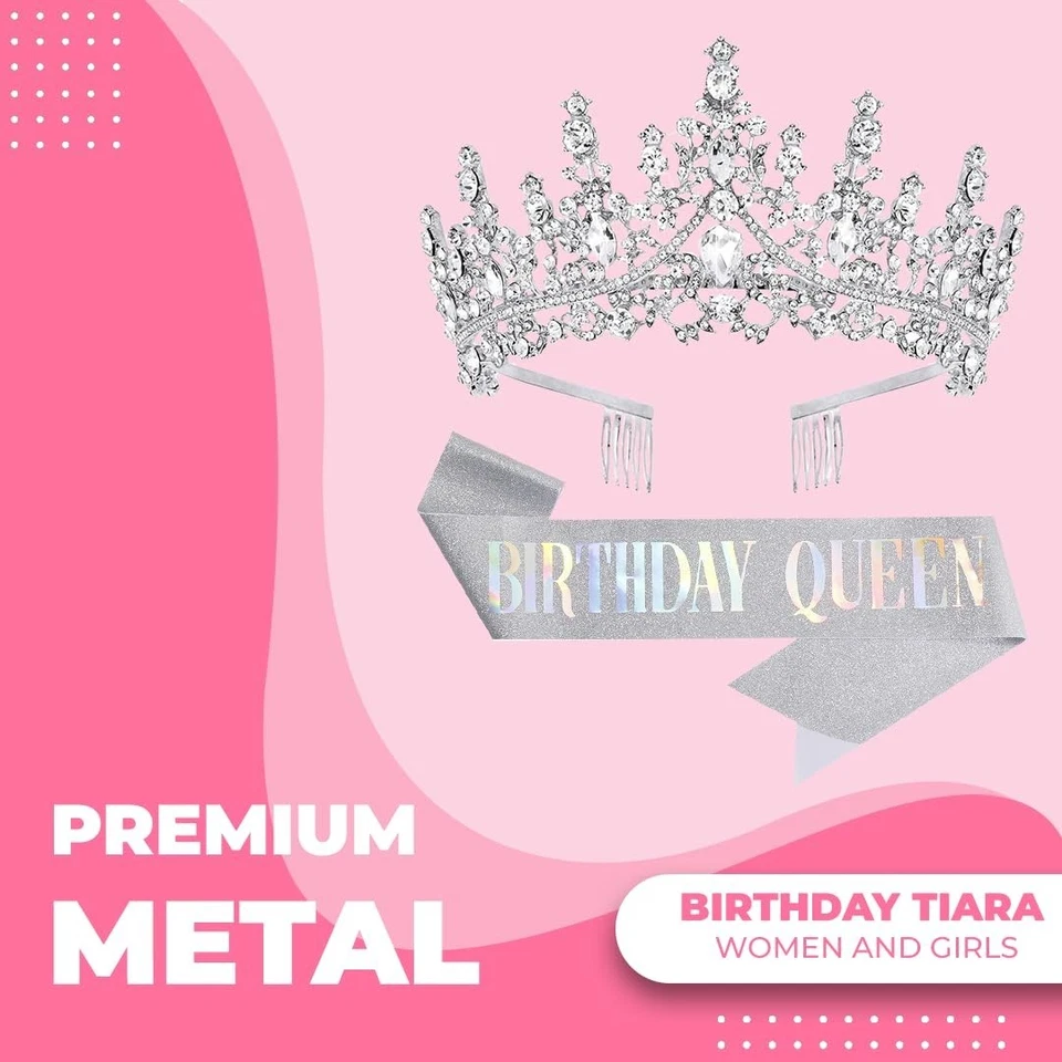 Feliz Cumpleaños Corona Roja y Dorada De Tiara Cumpleaños Para Mujer Reina Oferta Foto 3 de 4