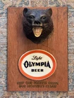 Vintage Olympia Beer 1962 Bear Bust Mounted Head Plaque Wall Sign Advertisement