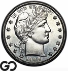 1908-D Barber Half Dollar Sharp Gem BU++ Details, Bids 2050, Tough This Nice!