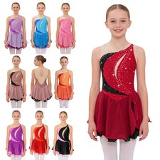 Kids Girls Ballet Dance Tutu Skirted Ice Figure Skating Dress Skate Costumes