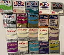 Polymer Clay FIMO Effect And Soft, Premo!,  Sculpey, soufflé Lot Of 20