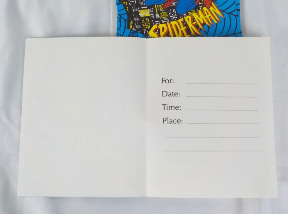 Vintage 1994 Marvel Spider-Man Birthday Invitations 8 Cards 5 Envelopes Opened - Image 3 of 4