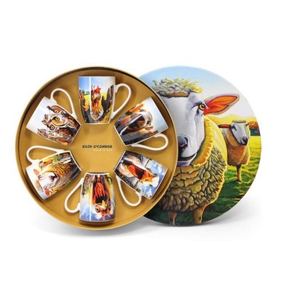 Bauernhoftiere Becher 6er Set Bone China verpackt jenseits der Herde von Eoin O'Connor