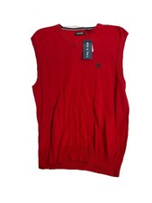 Chaps NEW Red V-Neck Sleeveless Sweater Vest Sz XLT Cotton Mens Classic Knit