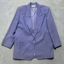 ALFRED DUNNER WOMEN  s Size 12 Purple Blazer Jacket 1 Button Made In USA